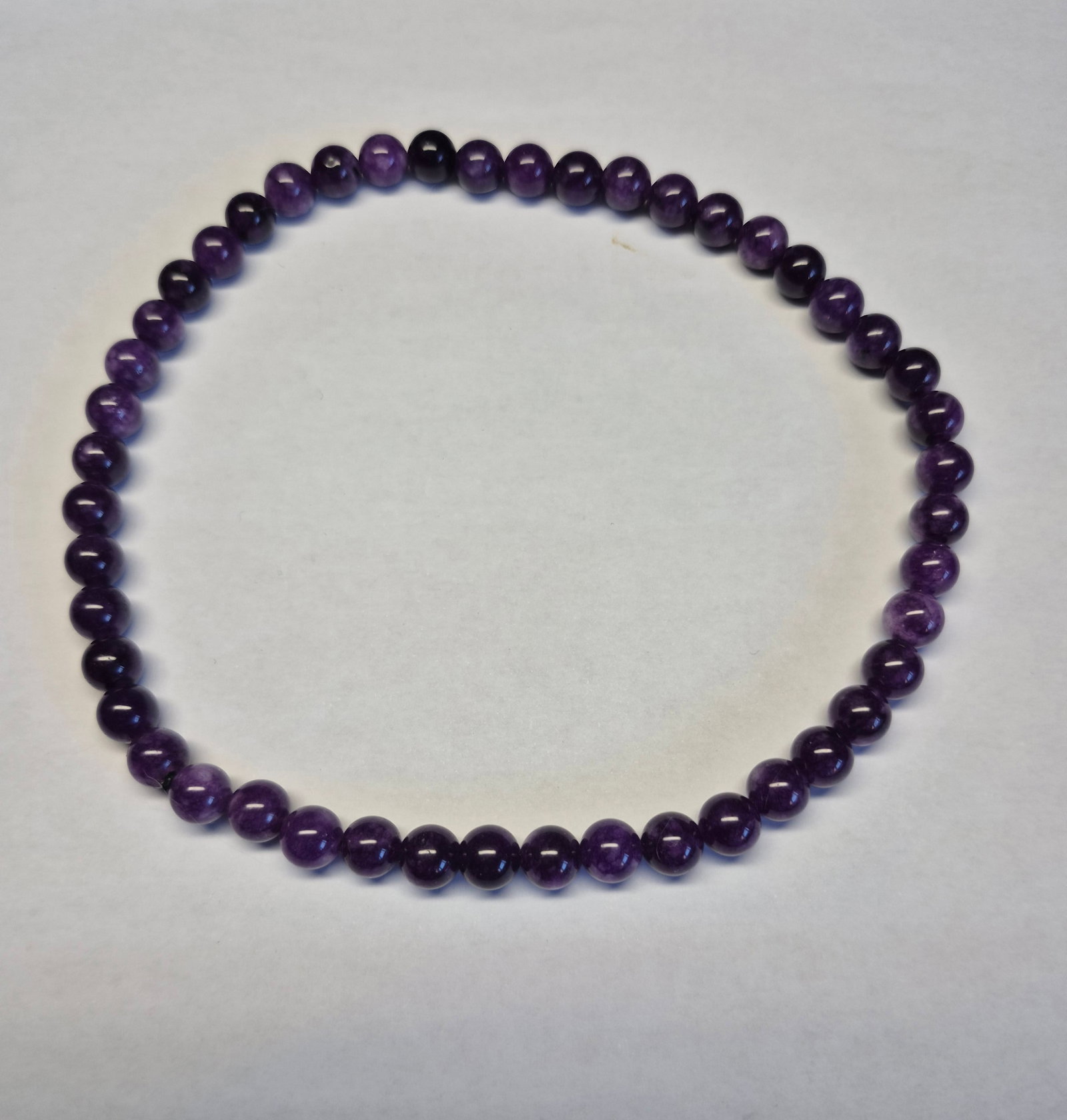 Natural Amethyst Stretch Necklace 38cm – Round Purple Gemstone Beads (1 of 1)