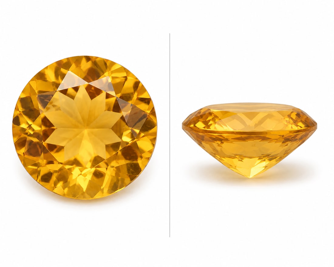 Natural Citrine Round Faceted Gemstone 8mm: Title: Natural Citrine Round Faceted Gemstone 8mm Description: Beautiful natural citrine gemstone featuring a brilliant round faceted cut and a warm golden-yellow colour. This vibrant gemstone