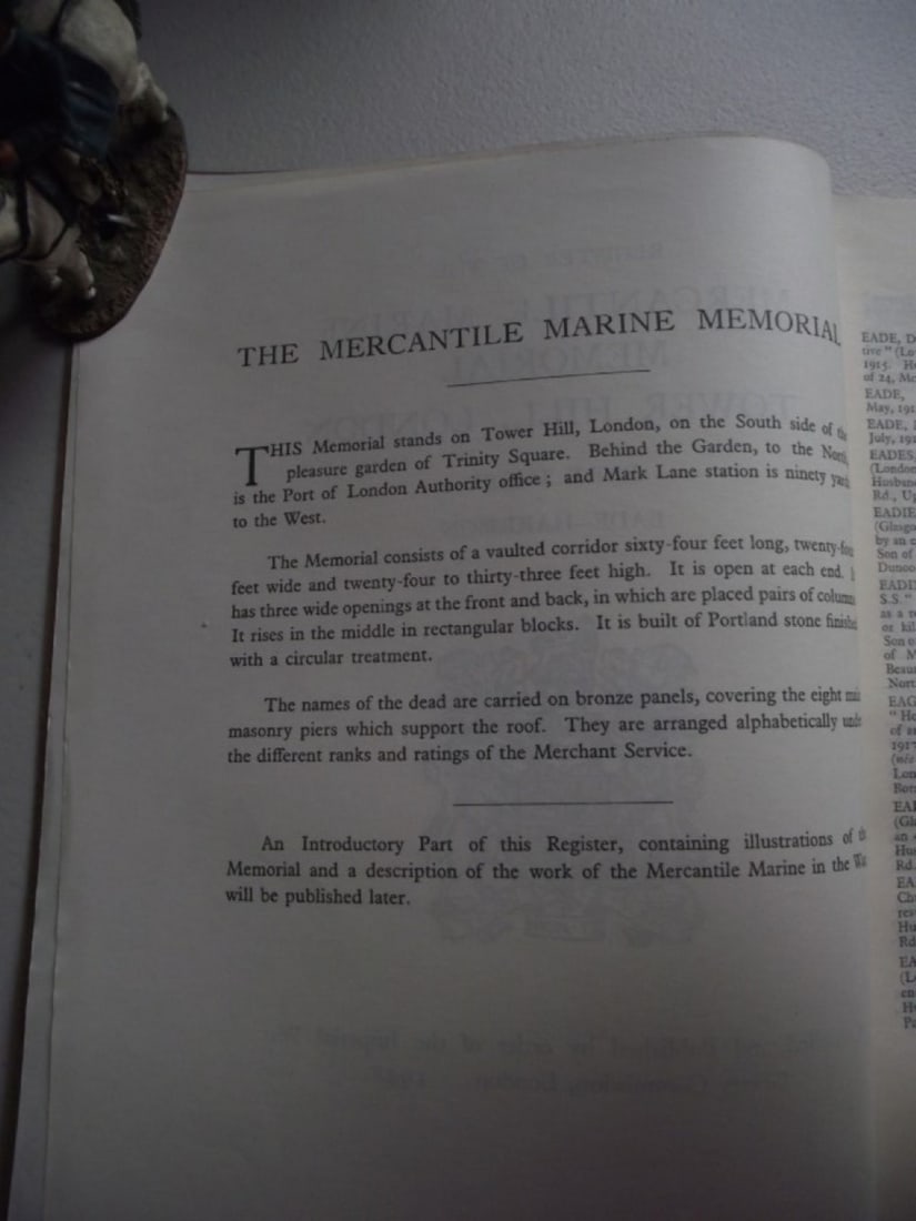 Memorial Register of The Mercantile Marine Memorial Tower Hill, London 1928 - Complete - 17