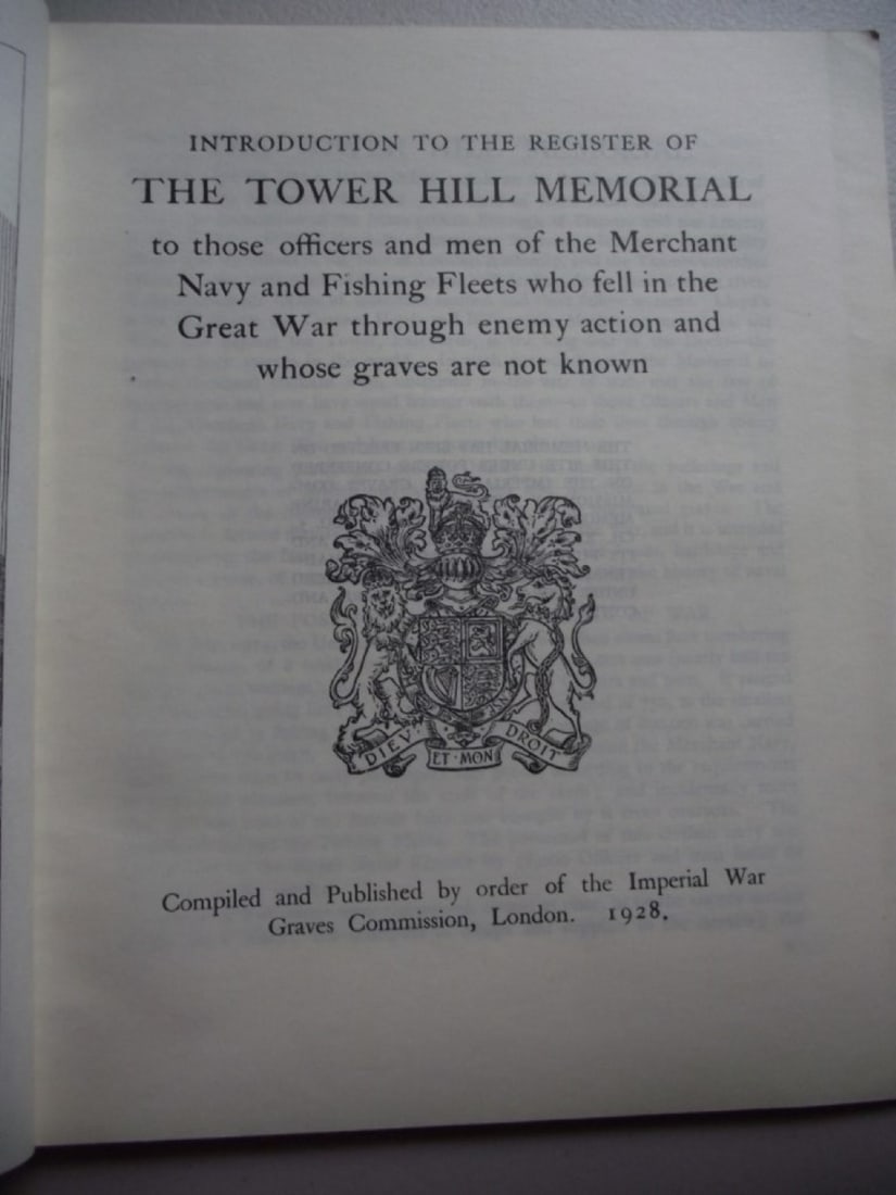 Memorial Register of The Mercantile Marine Memorial Tower Hill, London 1928 - Complete - 4