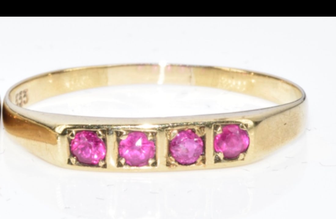 333 Gold Ring Set With Natural Rubies, 1.2g K/M - 2