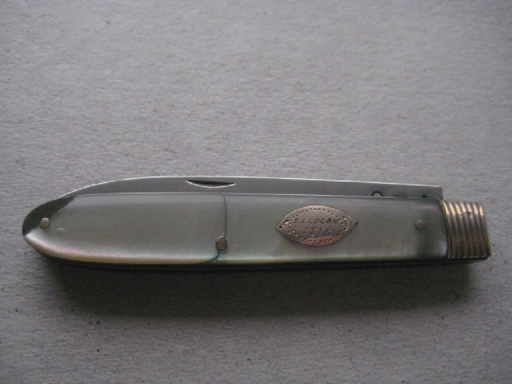 Rare George III Gold Mounted Slotting Silver Bladed Folding Fruit Knife and Folding Fork - 7