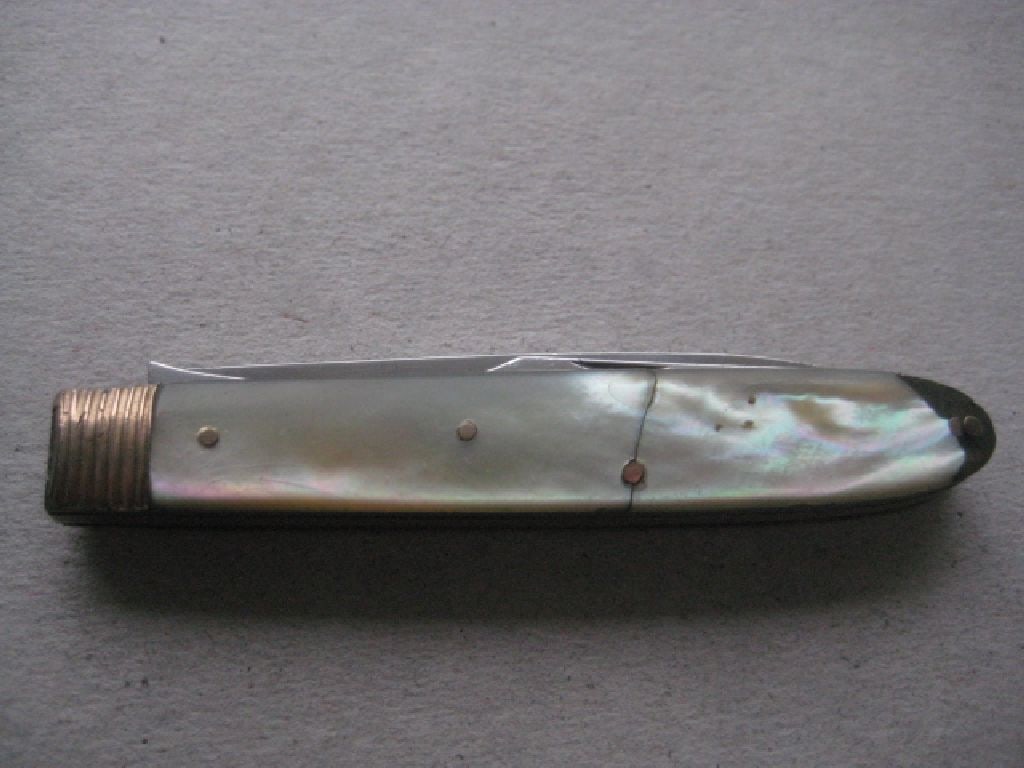 Rare George III Gold Mounted Slotting Silver Bladed Folding Fruit Knife and Folding Fork - 8