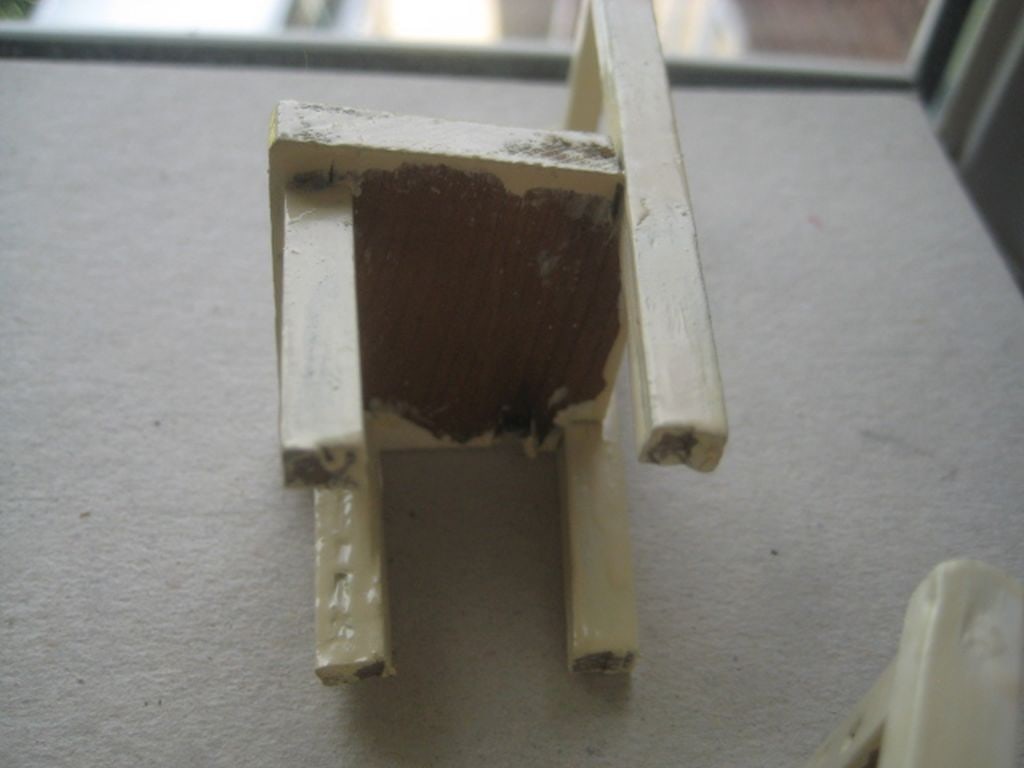 Vintage Dolls House Wooden Table and Four Chairs - 5