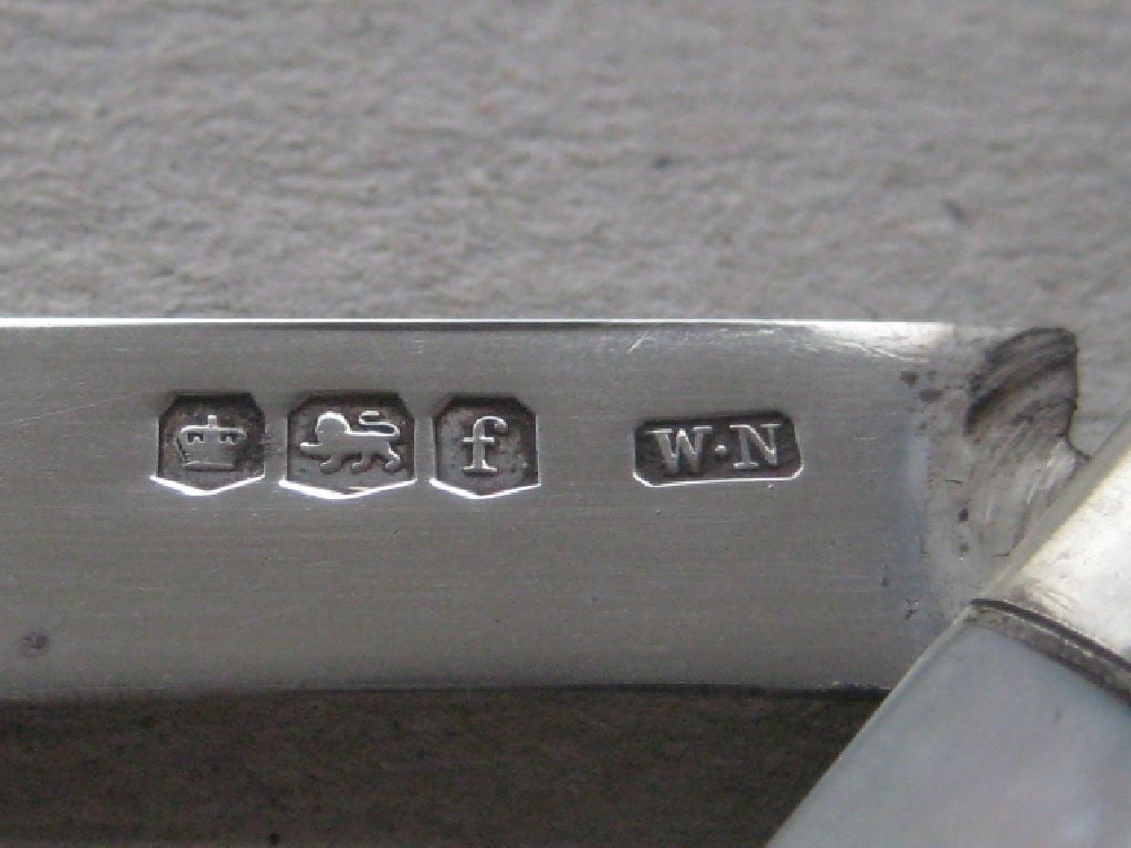 Rare George V Mother of Pearl Hafted Silver Bladed Folding Fruit Knife, Sheffield 1923 - 5