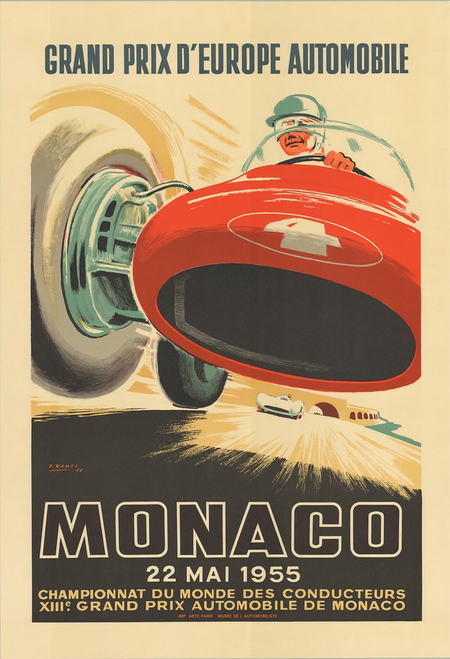 Jean Ramel Monaco Grand Prix 1955 Vintage Lithographic Reproduction of 1985. (1 of 1)