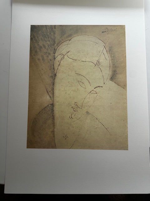 Modigliani. Rare Lithograph 1989: Title: Modigliani. Rare Lithograph 1989 Description: Rare lithograph 'Ritratto di donna con ciondol' 1915 from 1989 portfolio curated by Carmine Benincasa for Seat Edizioni in Turin. Signed in