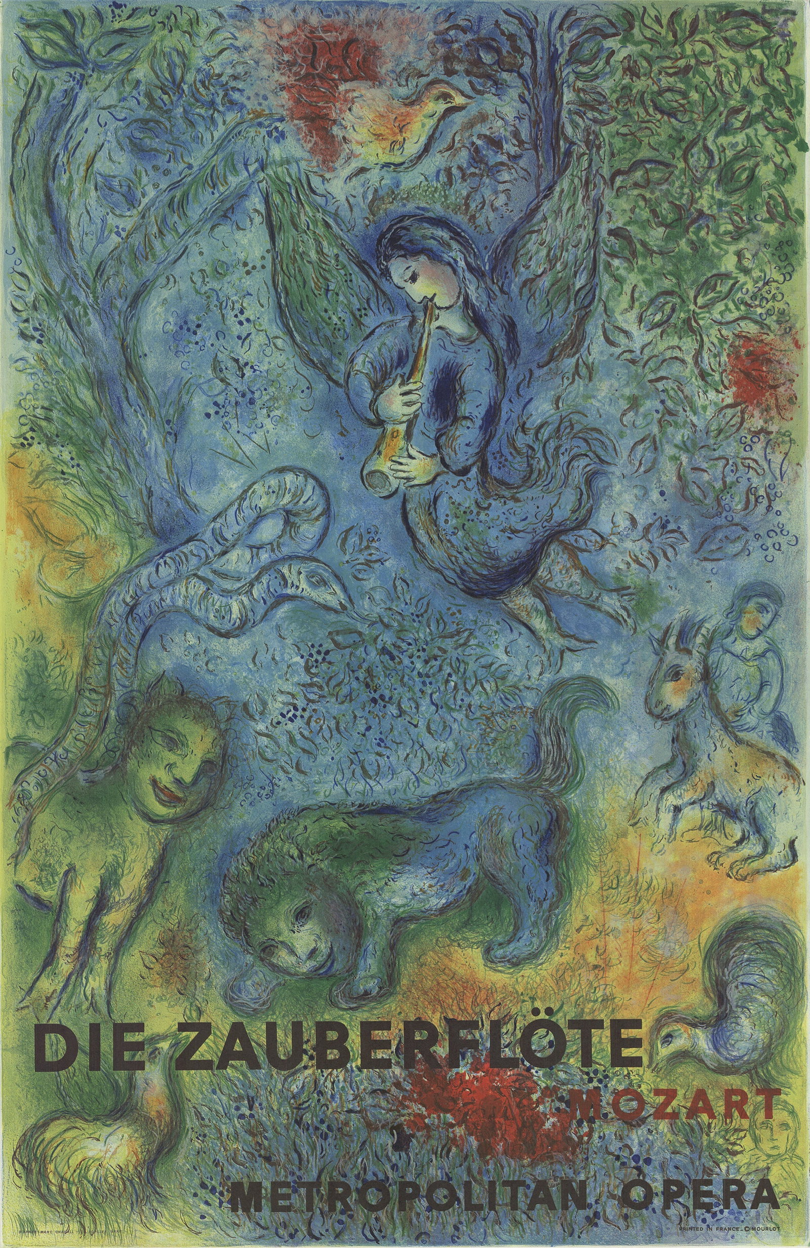 Marc Chagall 'The Magic Flute' (Die Zauberflote) 1973: Title: Marc Chagall 'The Magic Flute' (Die Zauberflote) 1973 Description: Marc Chagall "The Magic Flute' (Die Zauberflote) Reproduction of The Magic Flute by Marc Chagall for The Metropolitan Opera
