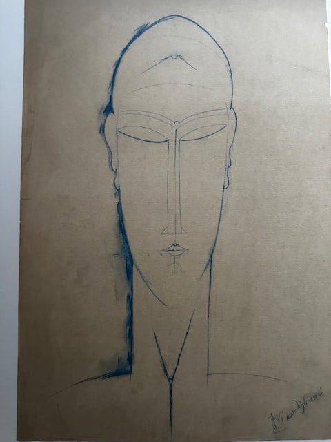 Modigliani. Rare Lithograph 1989: Title: Modigliani. Rare Lithograph 1989 Description: Rare lithograph 'Testa di cariatide' 1910 from 1989 portfolio curated by Carmine Benincasa for Seat Edizioni in Turin. Signed in plate and