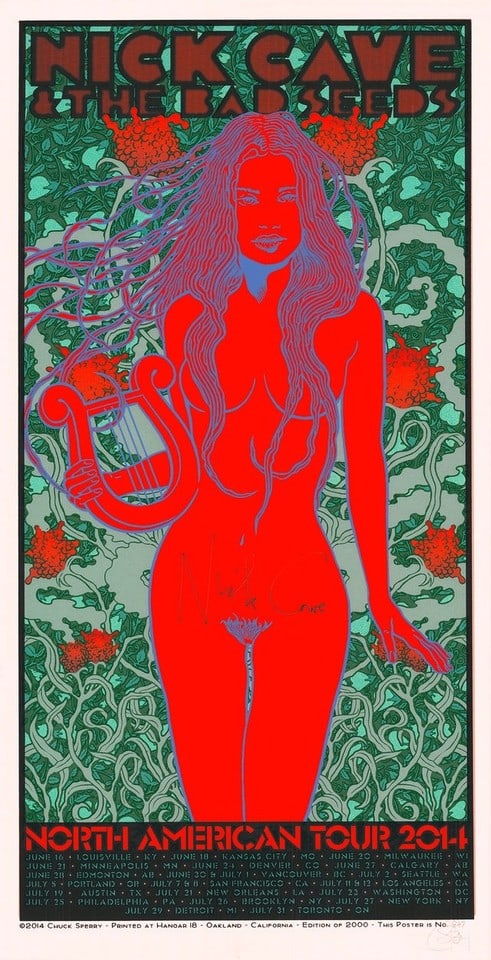 Nick Cave and The Bad Seeds US Tour Poster 2014 Hand Signed 'Nick Cave': Title: Nick Cave and The Bad Seeds US Tour Poster 2014 Hand Signed 'Nick Cave' Description: Very rare Nick Cave and The Bad Seeds Tour Poster (by Nick Sperry) for US Tour in 2014. Hand signed