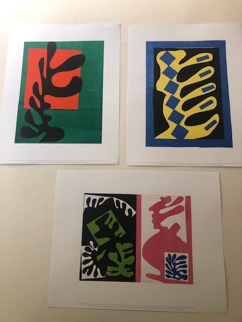 Three Henri Matisse Cut Out Print Lithographs 2005: Title: Three Henri Matisse Cut Out Print Lithographs 2005 Description: Hi quality lithographic reproductions of Matisse cut-out prints. Published by king and McGaw in London in 2005. 