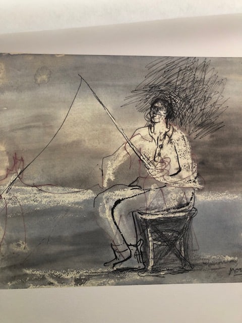 Rare Henry Moore Lithograph 'Man Fishing' 1983 - 2