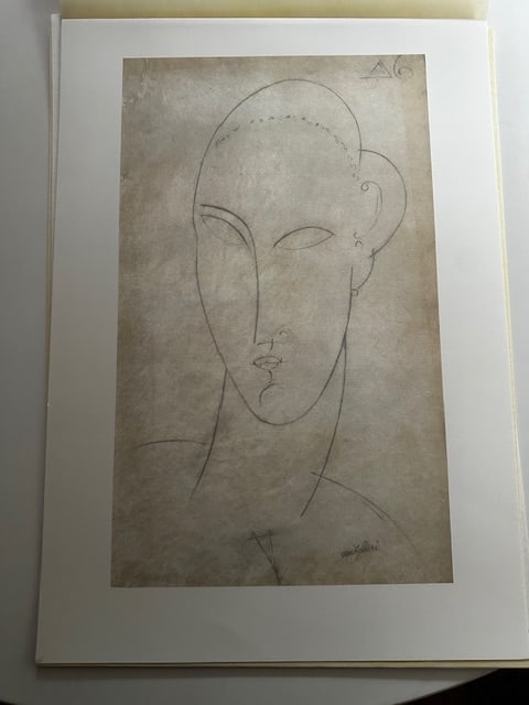 Modigliani. Rare Lithograph 1989: Title: Modigliani. Rare Lithograph 1989 Description: Rare lithograph 'Testa di cariatide' 1911 from 1989 portfolio curated by Carmine Benincasa for Seat Edizioni in Turin, Signed in plate and again
