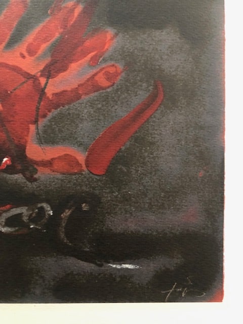 Antoni Tapie (1923-2012) Rare Lithograph 1988: Title: Antoni Tapie (1923-2012) Rare Lithograph 1988 Description: Antoni Tapies rare lithograph 'Mano di fuoco' 1981 from Seat Edizioni curated by Carmine Benincasa in Turin in 1988. Vg
