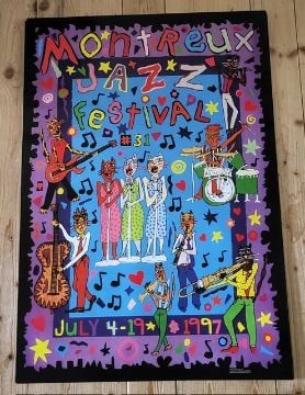 Bundle of 5 x Montreux Jazz Festival Posters 'Hip Cats': Title: Bundle of 5 x Montreux Jazz Festival Posters 'Hip Cats' Description: Bundle of 5 x Montreux Jazz Festival Posters 'Hip Cats' Striking offset lithograph posters produced for Montreux