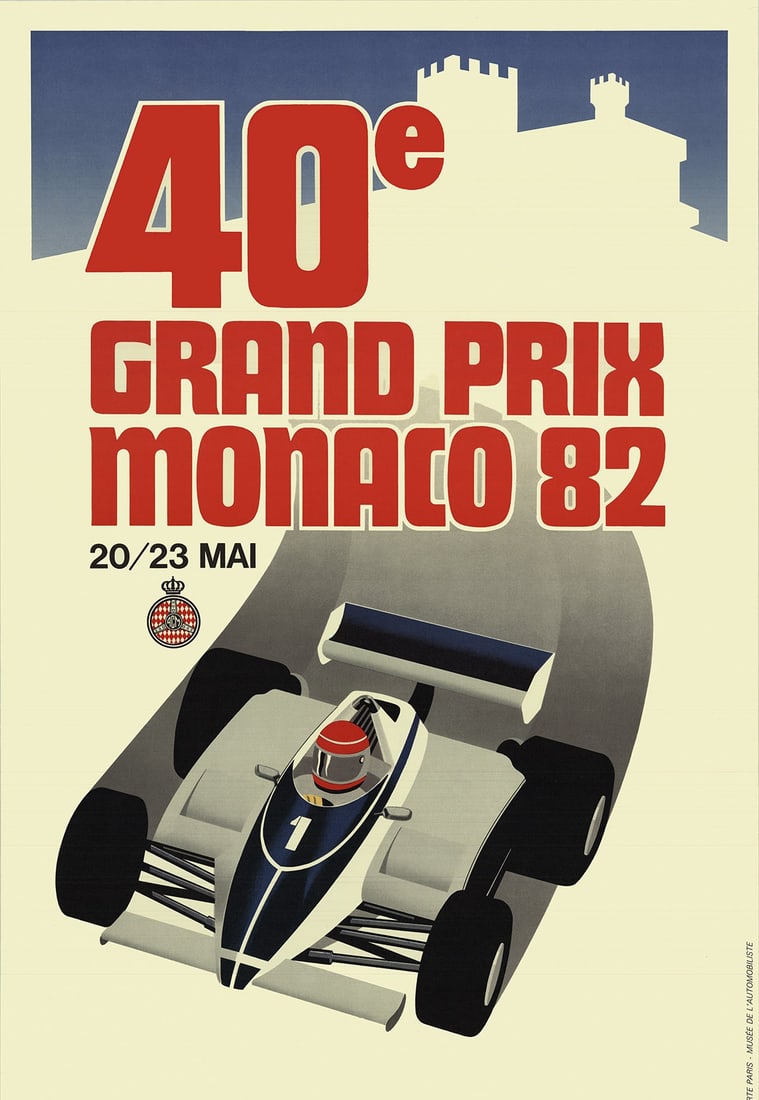 Vintage 1982 Monaco Grand Prix Poster. Certificate of Provenance. (1 of 2)