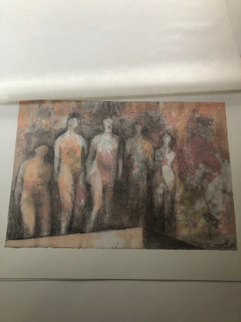 Heeenry Moore (1898-1986) Rare Lithograph 1983: Title: Heeenry Moore (1898-1986) Rare Lithograph 1983 Description: Rare lithograph 'Standing nudes' 1980 from 1983 portfolio curated by Carmine Benincasa for Seat Edizioni in Turin. Signed in