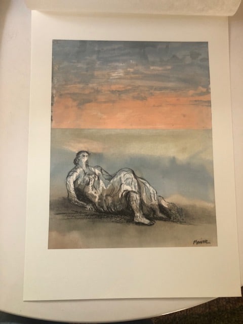 Henry Moore 'Reclining Figure - Sky Background 1980. Coloured Lithograph. (1 of 4)