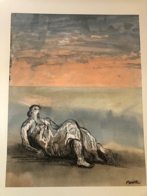 Henry Moore 'Reclining Figure - Sky Background 1980. Coloured Lithograph. - 2