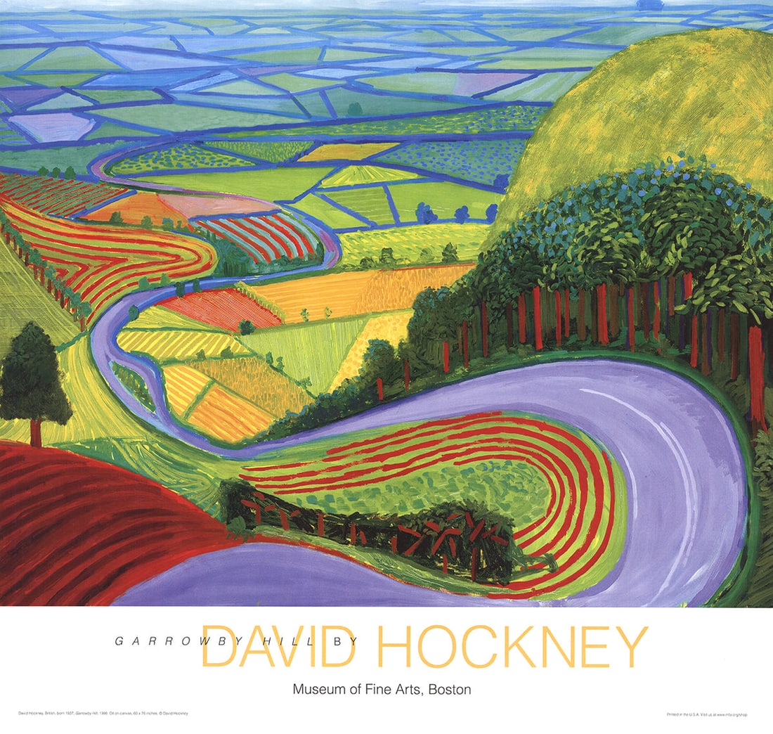 David Hockney 'Garrowby Hill' (2019) Certificate of Provenenace: Title: David Hockney 'Garrowby Hill' (2019) Certificate of Provenenace Description: Official Poster from the Museum of Fine Arts in Boston, 2019, after the painting of 1998, which now hangs