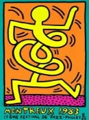 After Keith Haring. Montreux Jazz Poster.: Title: After Keith Haring. Montreux Jazz Poster. Description: Restike of 1983 Montreux Jazz Poster (Green). Offset lithograph. Vibrant colours. 85 x 60 cms. Vg