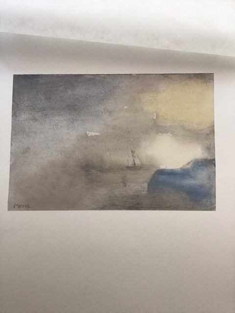 Rare Henry Moore Seascape. 'Blue Hills and Ship At Sea' 1982 - 2