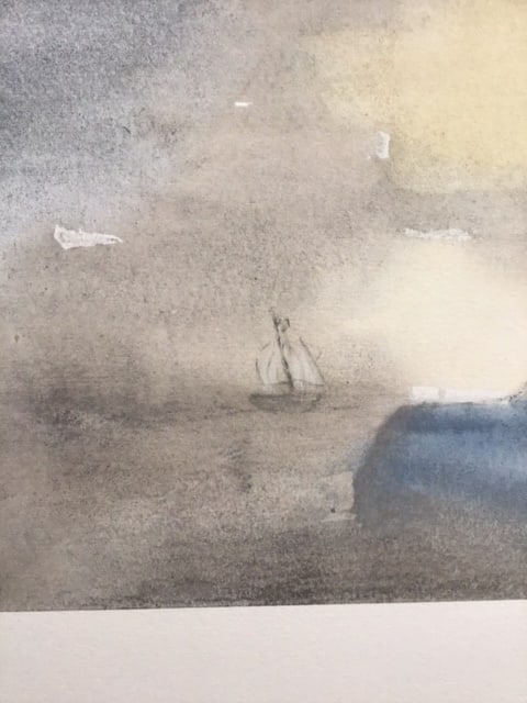 Rare Henry Moore Seascape. 'Blue Hills and Ship At Sea' 1982 - 3