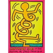After Keith Haring. Montreuz Jazz Poster: Title: After Keith Haring. Montreuz Jazz Poster Description: Restrike of 1983 Montreux Jazz Poster (Pink). Vibrant colours on heavy stock paper. 85 x 60 cms. Signed in plate. 