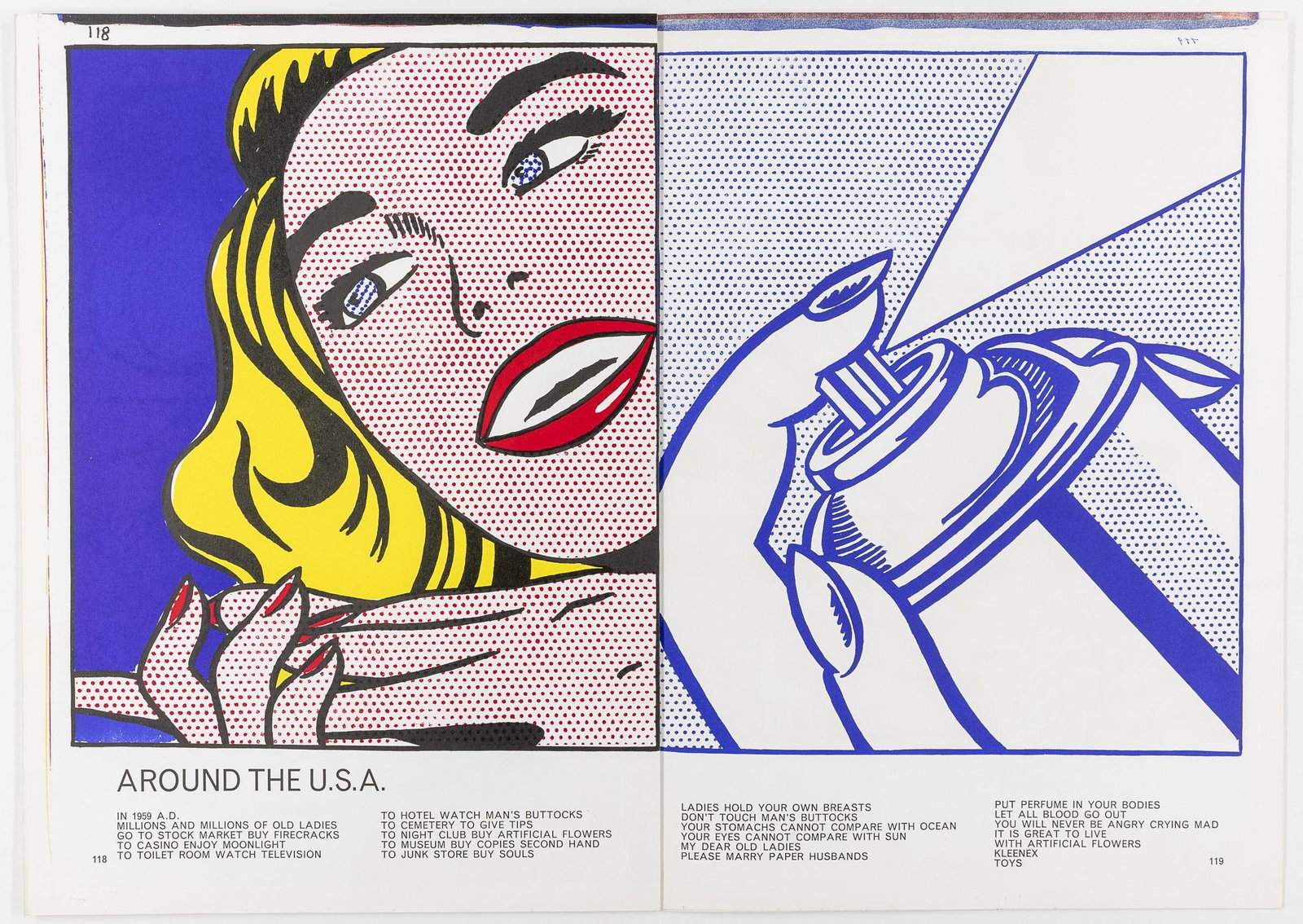 Roy Lichtenstein (1923-1997) From One Cent Life. Original Lithograph 1964 'Girl With Spray Can': Title: Roy Lichtenstein (1923-1997) From One Cent Life. Original Lithograph 1964 'Girl With Spray Can' Description: One Cent Life curated by Walasse Ting and Sam Francis brought together 28 leading