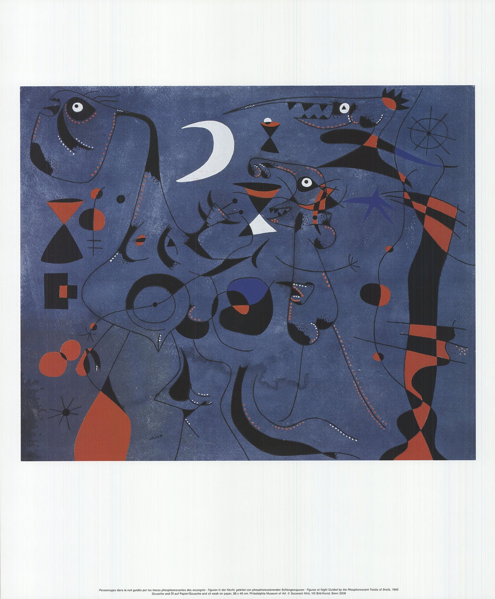 Joan Miro - Figures At Night Guided By The Phosphorescent Tracks of Snails - 2010: Title: Joan Miro - Figures At Night Guided By The Phosphorescent Tracks of Snails - 2010 Description: Joan Miro's Figures at Night Guided by the Phosphorescent Tracks of Snails is a surreal and