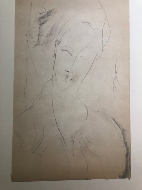 Two (2) Lithographs After Modigliani 1989.: Title: Two (2) Lithographs After Modigliani 1989. Description: Two rare lithographs ' Studio di donna con dedica e piccolo disegno' 1918 and 'Madame Zborowska col collarino' 1918 from a 1989 portfo