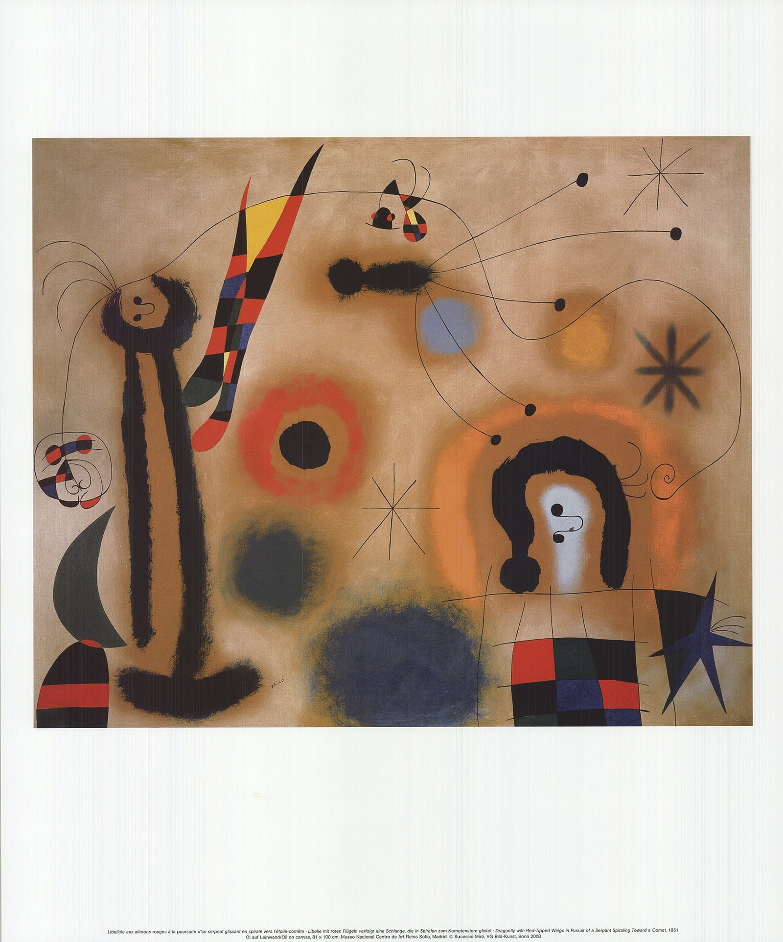 Joan Miro - Dragonfly With Red-Tipped Wings In Pursuit of Serpent Spiraling Towards A Comet - 201...: Title: Joan Miro - Dragonfly With Red-Tipped Wings In Pursuit of Serpent Spiraling Towards A Comet - 2010 Description: This mesmerising work by Joan Miro embodies his signature surrealist style, rich