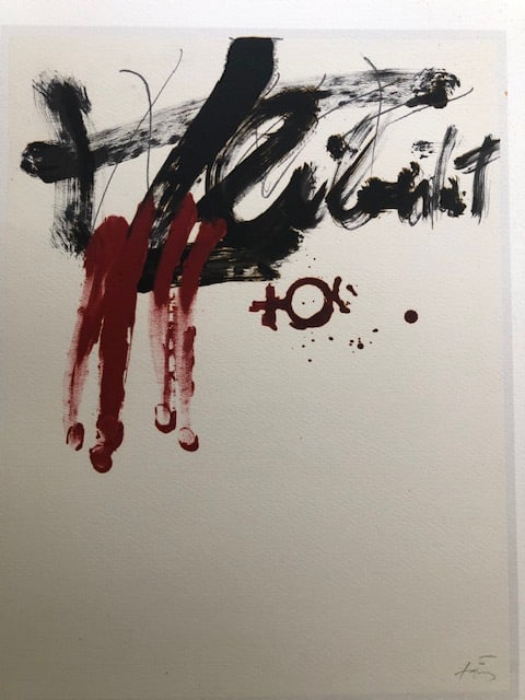 Antoni Tapies (1923-2912 Rare Numbered Lithograph. 1982: Title: Antoni Tapies (1923-2912 Rare Numbered Lithograph. 1982 Description: Antoni Tapies 1982 Rare lithograph numbered 301 (separate sheet included) 'Liberta' 1975 from Seat Edizione curated by