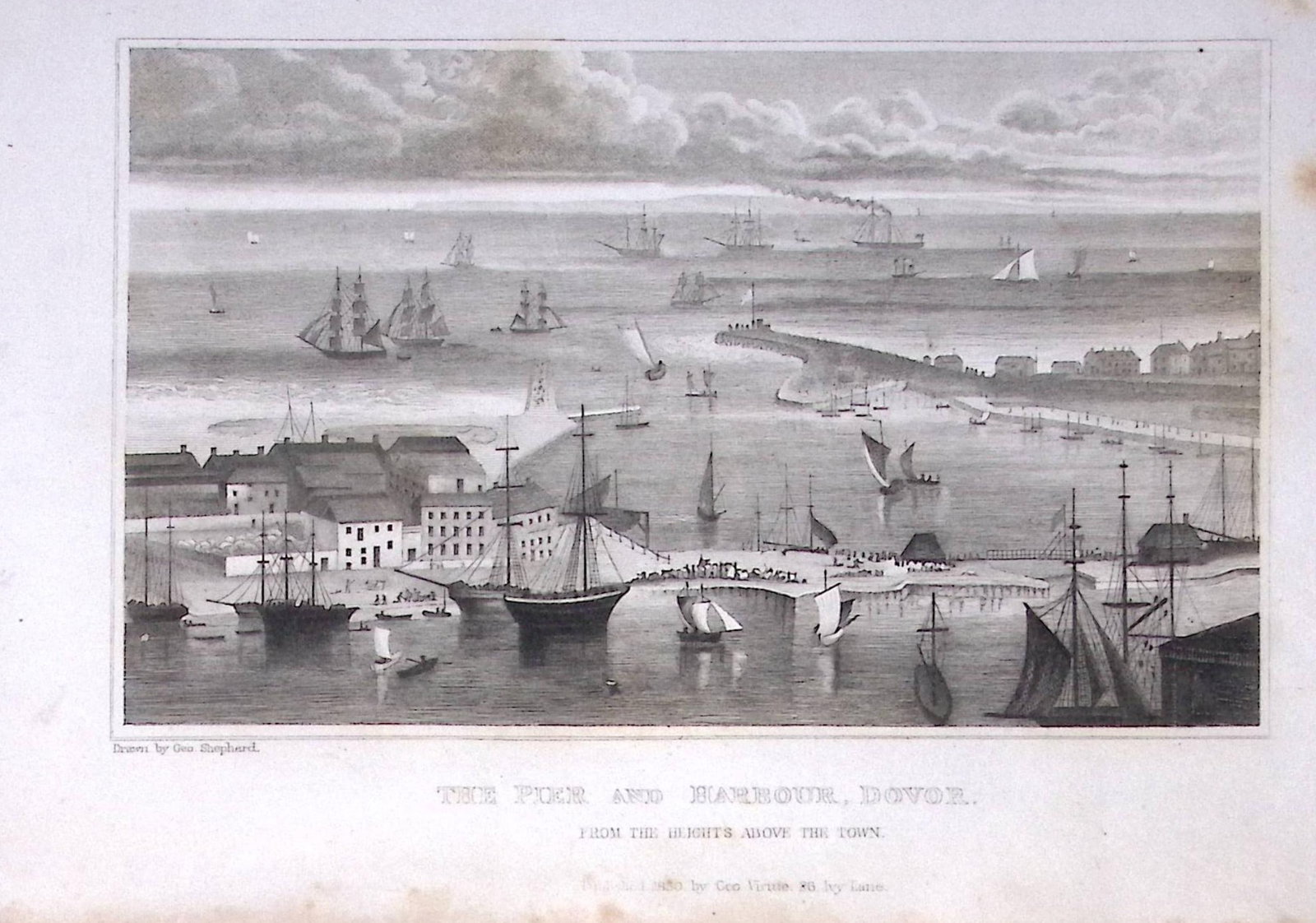 The Pier & Harbour Dover Kent 1829 Antique 197 Years-Old Steel Engraving-.1 (1 of 1)