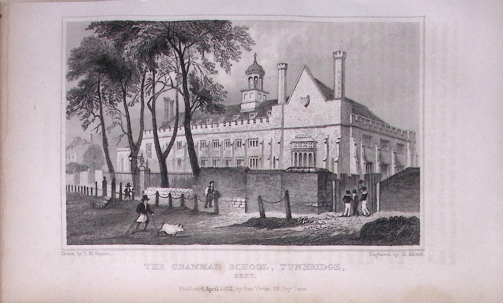 Tunbridge Grammar School Kent 1829 Antique 197 Years-Old Steel Engraving-45: Title: Tunbridge Grammar School Kent 1829 Antique 197 Years-Old Steel Engraving-45 Description: This Antique Print Was Removed from a 197-Year-Old Edition of. W. H. Ireland's Study of The