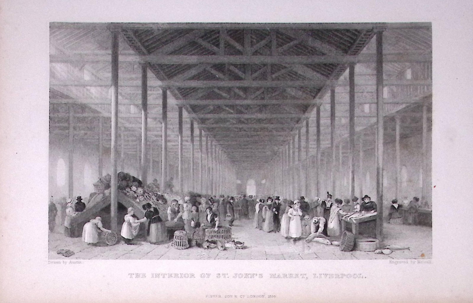 Liverpool St Johns Market Place Antique 195 Years-Old Steel-Engraving-38: Title: Liverpool St Johns Market Place Antique 195 Years-Old Steel-Engraving-38 Description: Antique Steel Engraving Was Removed from a 195-Year-Old Edition of. Lancashire Illustrated in a Series of