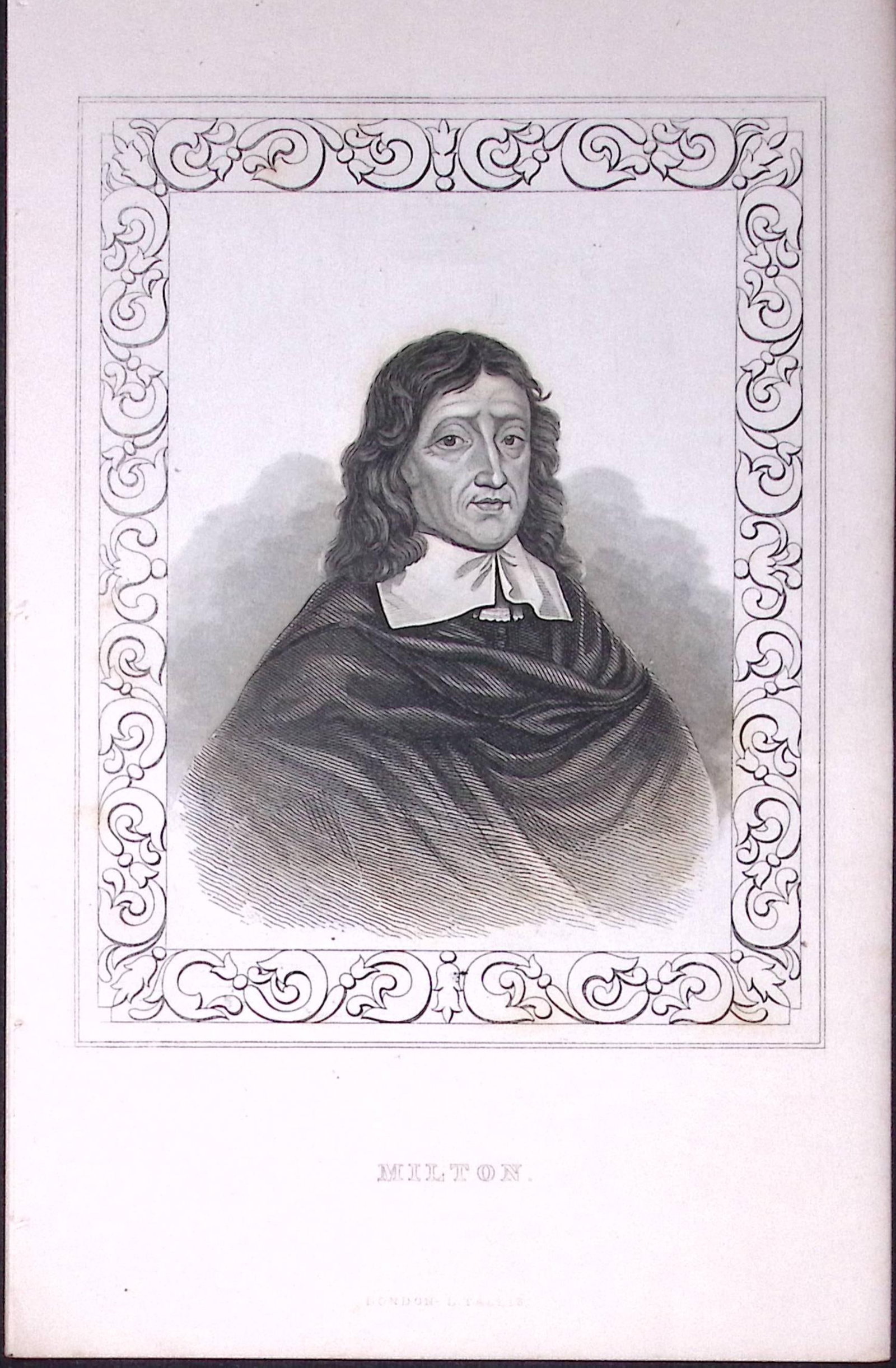 John Milton Portrait Antique 180 Years-Old Copper Plate Print-109: Title: John Milton Portrait Antique 180 Years-Old Copper Plate Print-109 Description: This Antique Copper Plate Engraving Has Been Removed from an Antique Edition of. Thomas Dugdale Curiosities of