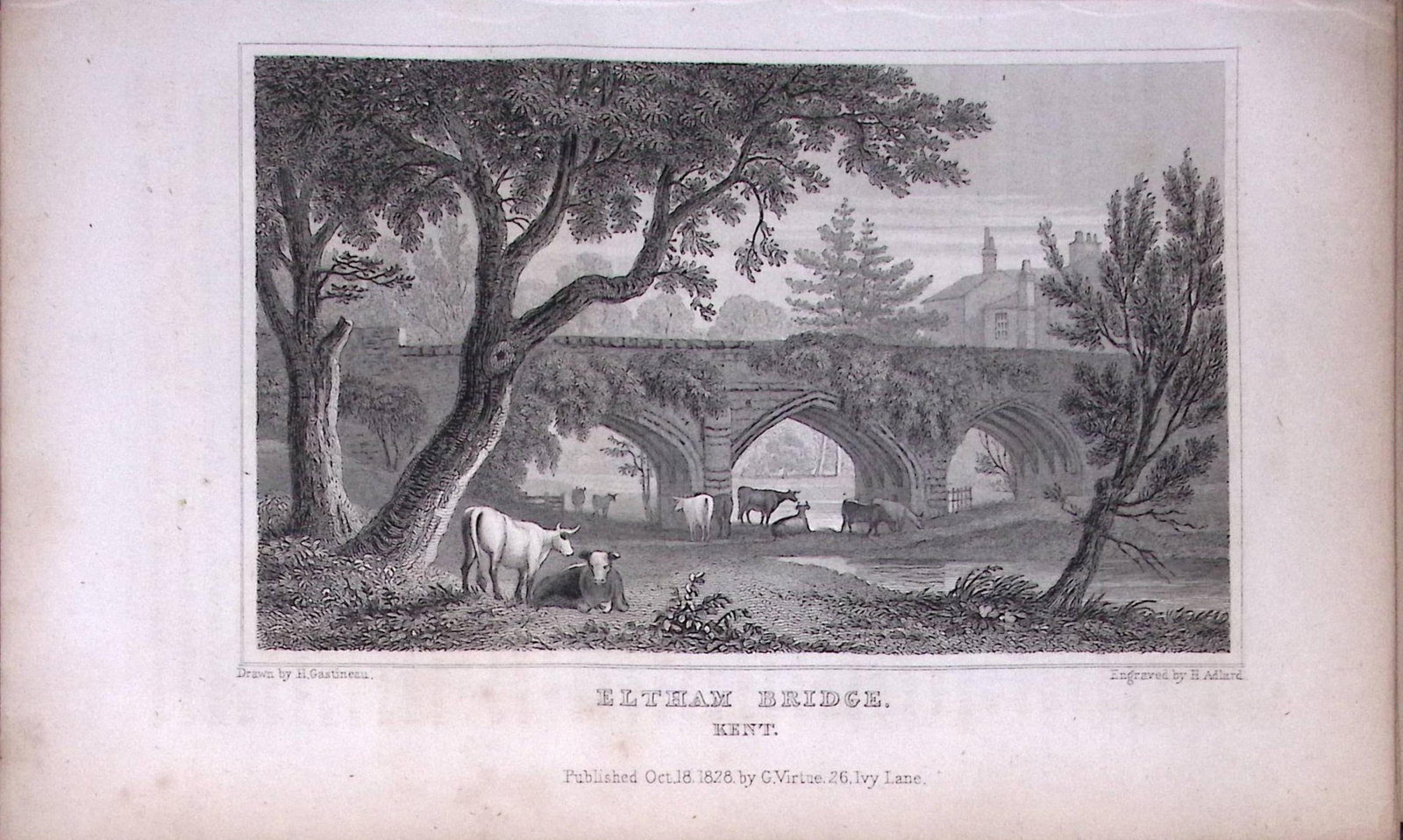 Eltham Bridge Kent 1829 Antique 197 Years-Old Steel Engraving-39: Title: Eltham Bridge Kent 1829 Antique 197 Years-Old Steel Engraving-39 Description: This Antique Print Was Removed from a 197-Year-Old Edition of. W. H. Ireland's Study of The History and