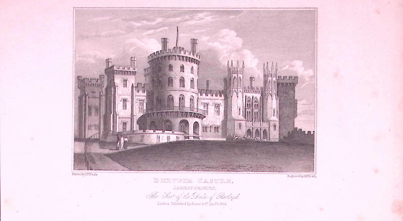 Belvoir Historic Castle Leicestershire Antique 197 Years-Old Engraving-6 (1 of 2)