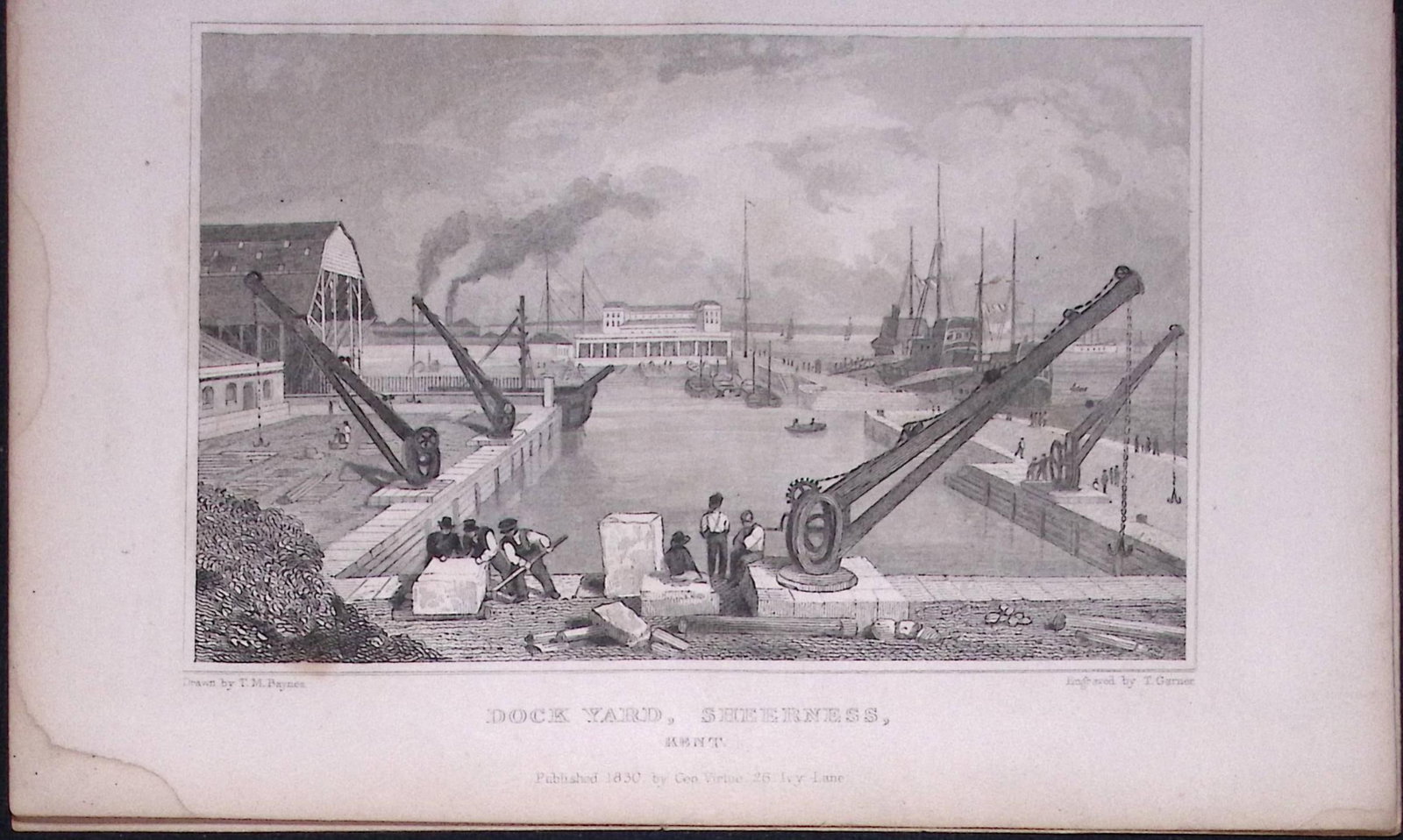 Sheerness Dock Yard Kent 1829 Antique 197 Years-Old Steel Engraving-48 (1 of 2)