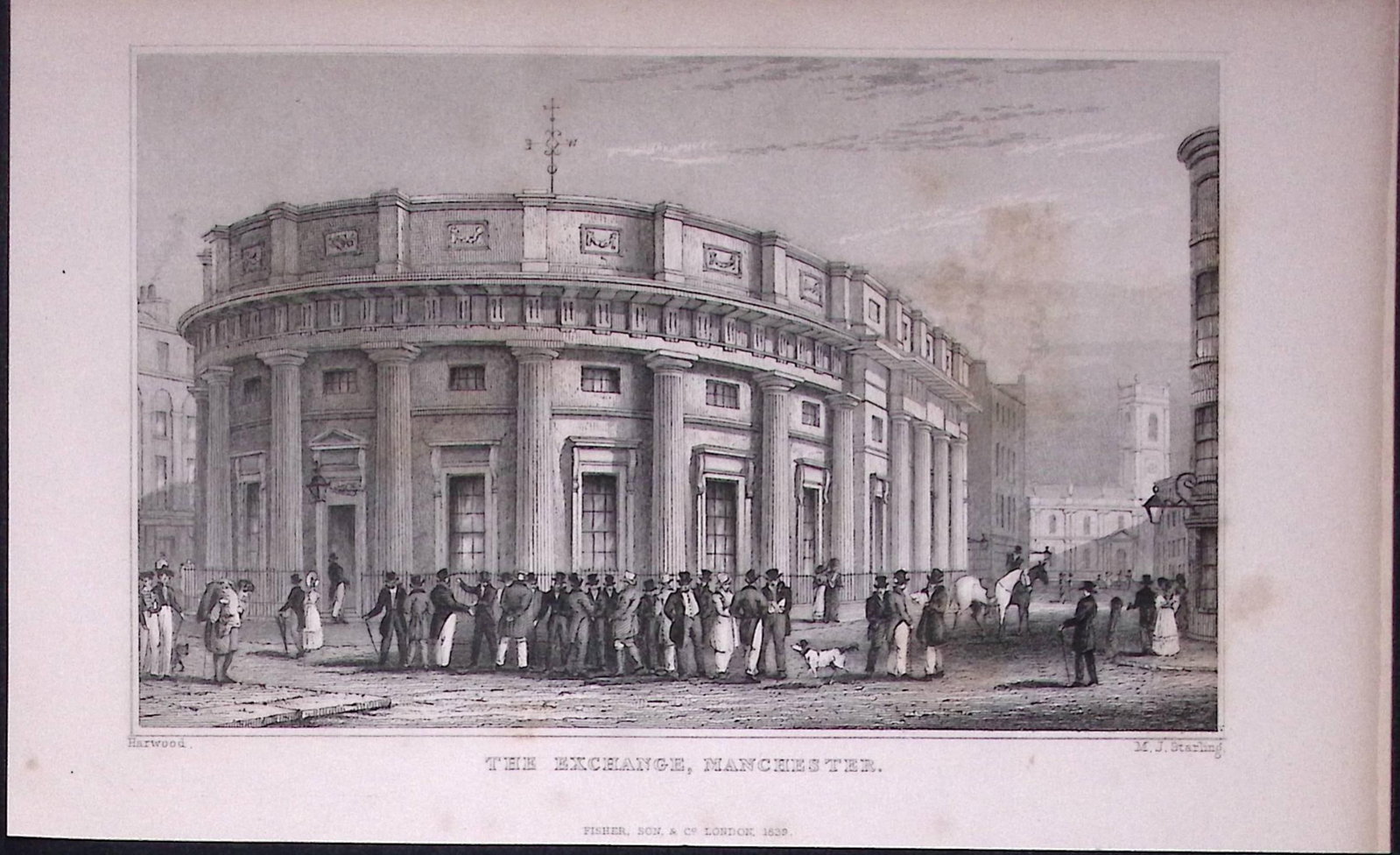 The Royal Exchange Manchester Antique 195 Years-Old Steel-Engraving-29: Title: The Royal Exchange Manchester Antique 195 Years-Old Steel-Engraving-29 Description: This Antique Steel Engraving Was Removed from a 195-Year-Old Edition of. Lancashire Illustrated in a S