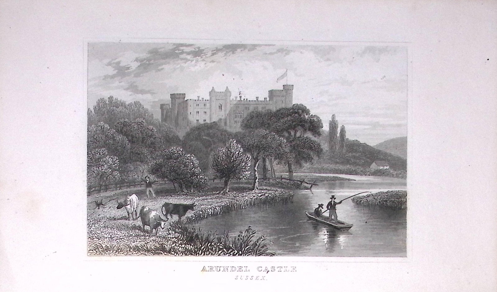 Arundel Castle Sussex Dugdale & Archer Antique 180 Years-Old Copper Plate Print-47: Title: Arundel Castle Sussex Dugdale & Archer Antique 180 Years-Old Copper Plate Print-47 Description: This Antique Copper Plate Engraving Has Been Removed from an Antique Edition of. Thoma