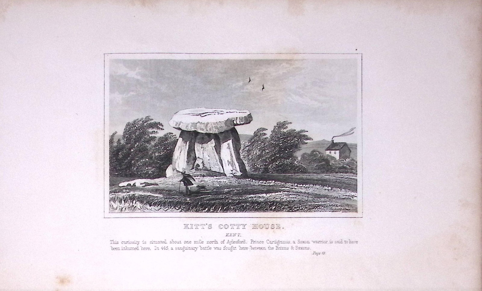 Kitty Cotty House Kent Antique 180 Years-Old Copper Plate Print-73: Title: Kitty Cotty House Kent Antique 180 Years-Old Copper Plate Print-73 Description: This Antique Copper Plate Engraving Has Been Removed from an Antique Edition of. Thomas Dugdale Curiosities of