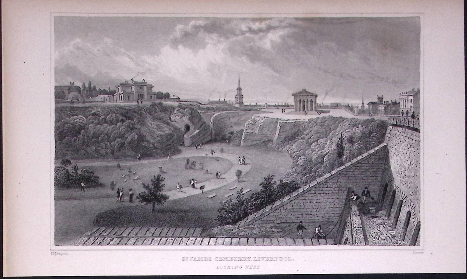 Liverpool St James Cemetery Antique 195 Years-Old Steel-Engraving-40: Title: Liverpool St James Cemetery Antique 195 Years-Old Steel-Engraving-40 Description: Antique Steel Engraving Was Removed from a 195-Year-Old Edition of. Lancashire Illustrated in a Series o