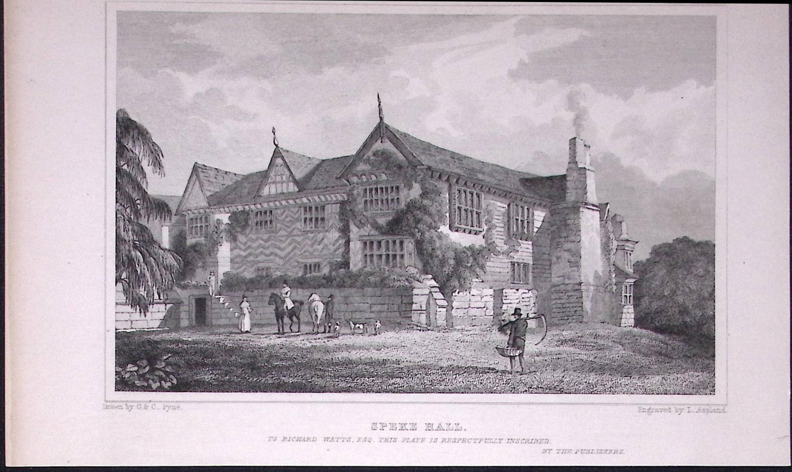 Liverpool Speke Hall Antique 195 Years-Old Steel-Engraving-41: Title: Liverpool Speke Hall Antique 195 Years-Old Steel-Engraving-41 Description: Antique Steel Engraving Was Removed from a 195-Year-Old Edition of. Lancashire Illustrated in a Series of View&