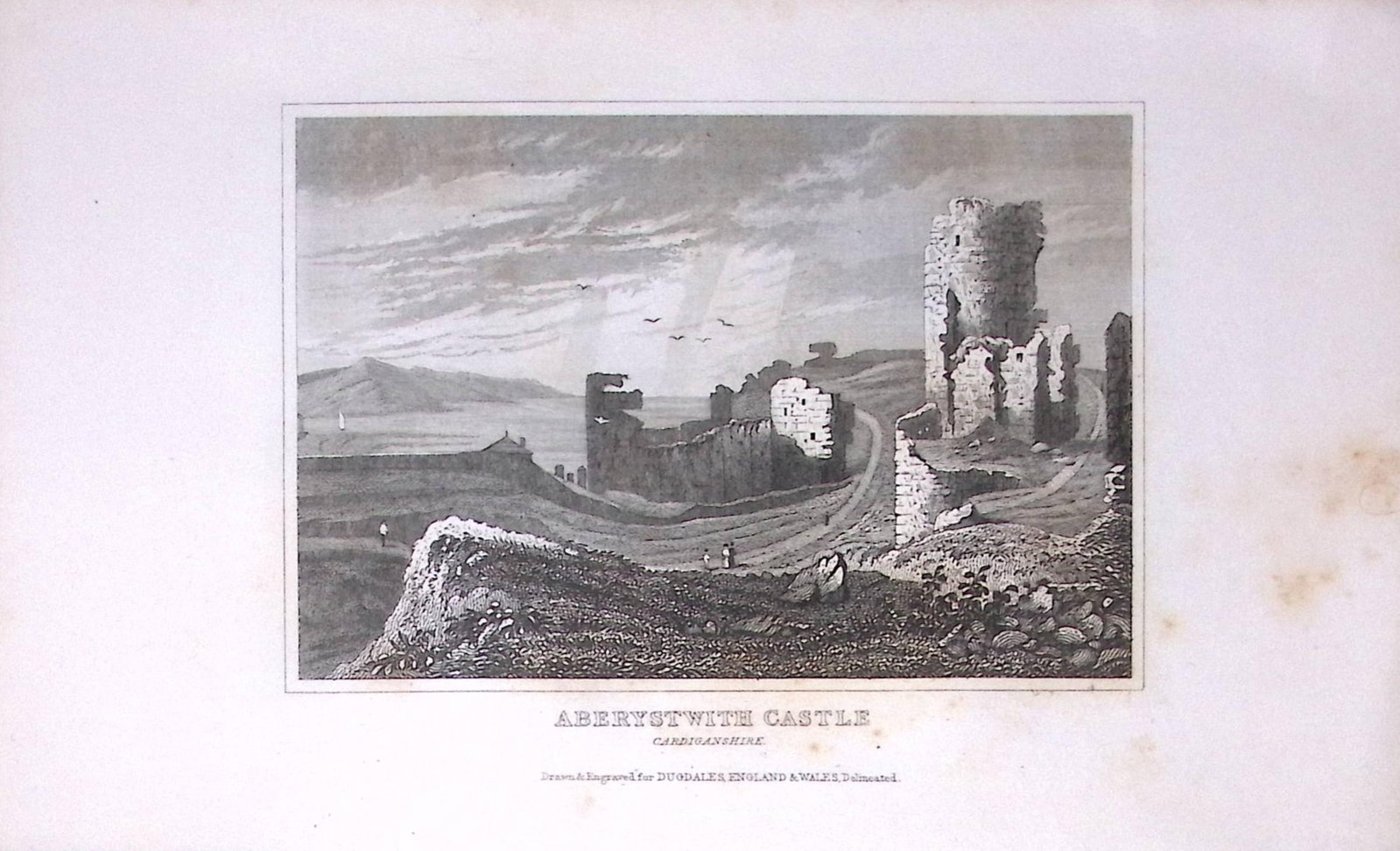 Aberystwyth Castle Wales Antique 180 Years-Old Copper Plate Print-68: Title: Aberystwyth Castle Wales Antique 180 Years-Old Copper Plate Print-68 Description: This Antique Copper Plate Engraving Has Been Removed from an Antique Edition of. Thomas Dugdale Curiosit