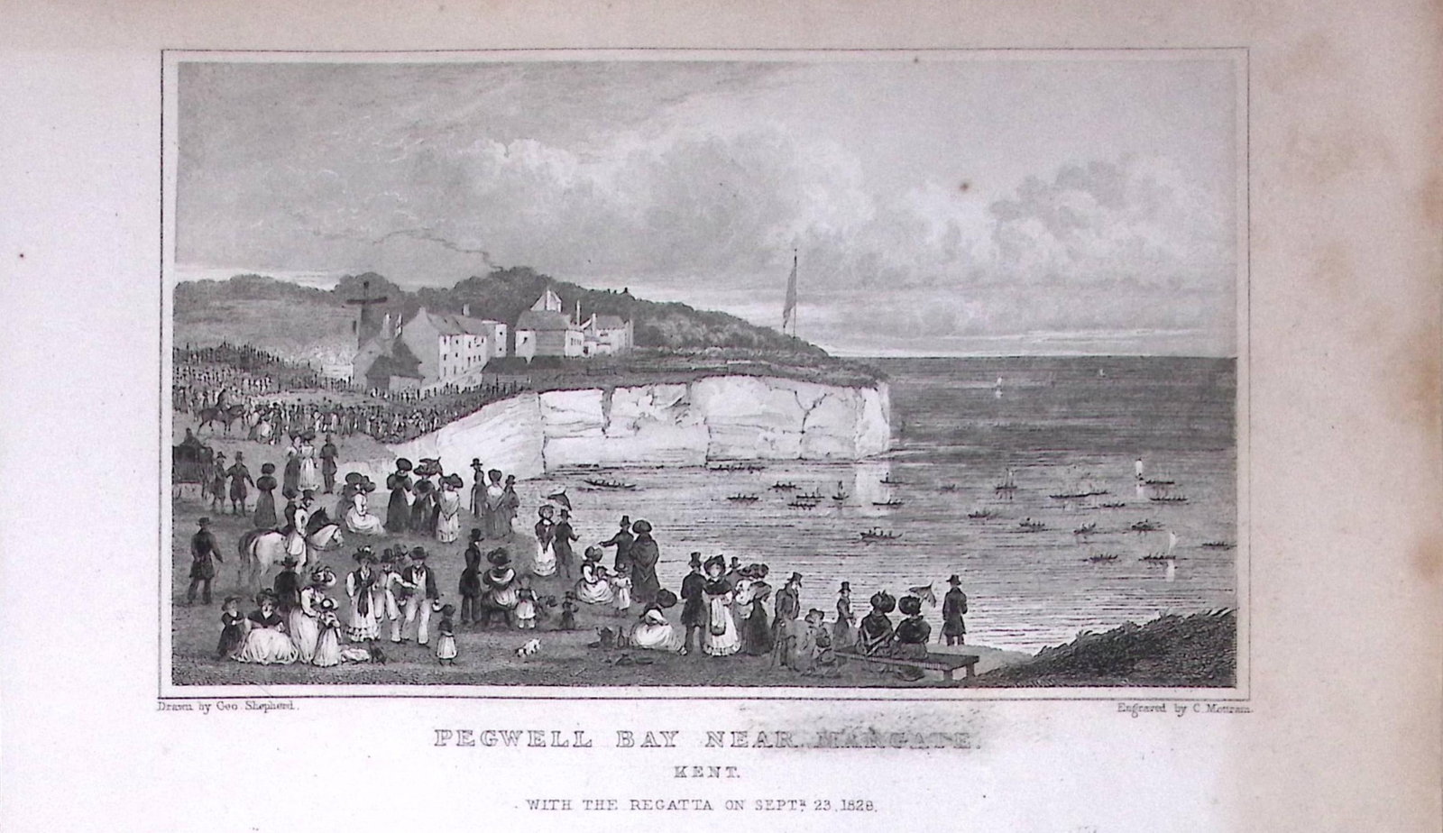 Pegwell Bay Near Margate Kent 1829 Antique 197 Years-Old Steel Engraving-58: Title: Pegwell Bay Near Margate Kent 1829 Antique 197 Years-Old Steel Engraving-58 Description: This Antique Print Was Removed from a 197-Year-Old Edition of. W. H. Ireland's Study of The