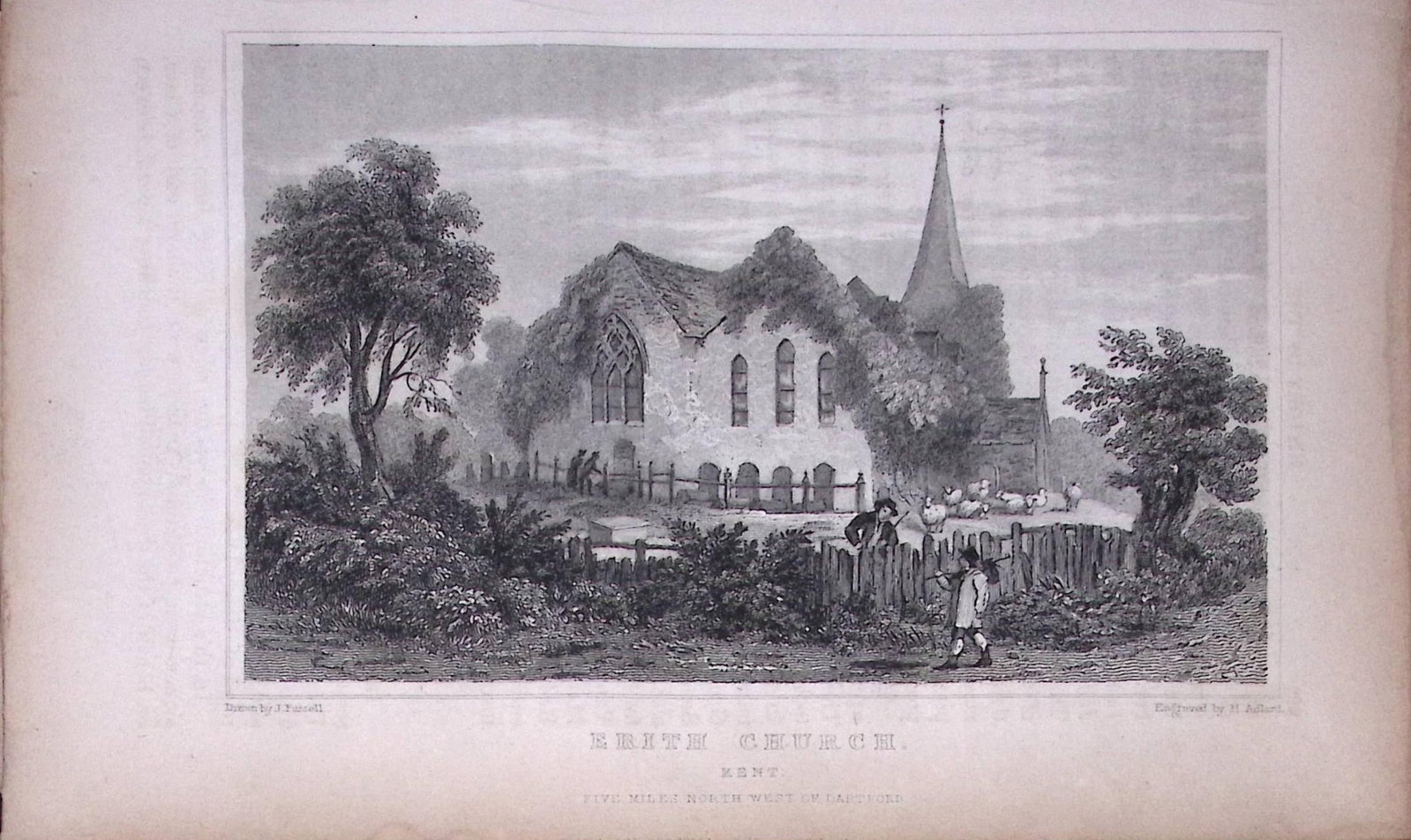 Erith Church Kent 1829 Antique 197 Years-Old Steel Engraving-40: Title: Erith Church Kent 1829 Antique 197 Years-Old Steel Engraving-40 Description: This Antique Print Was Removed from a 197-Year-Old Edition of. W. H. Ireland's Study of The History and