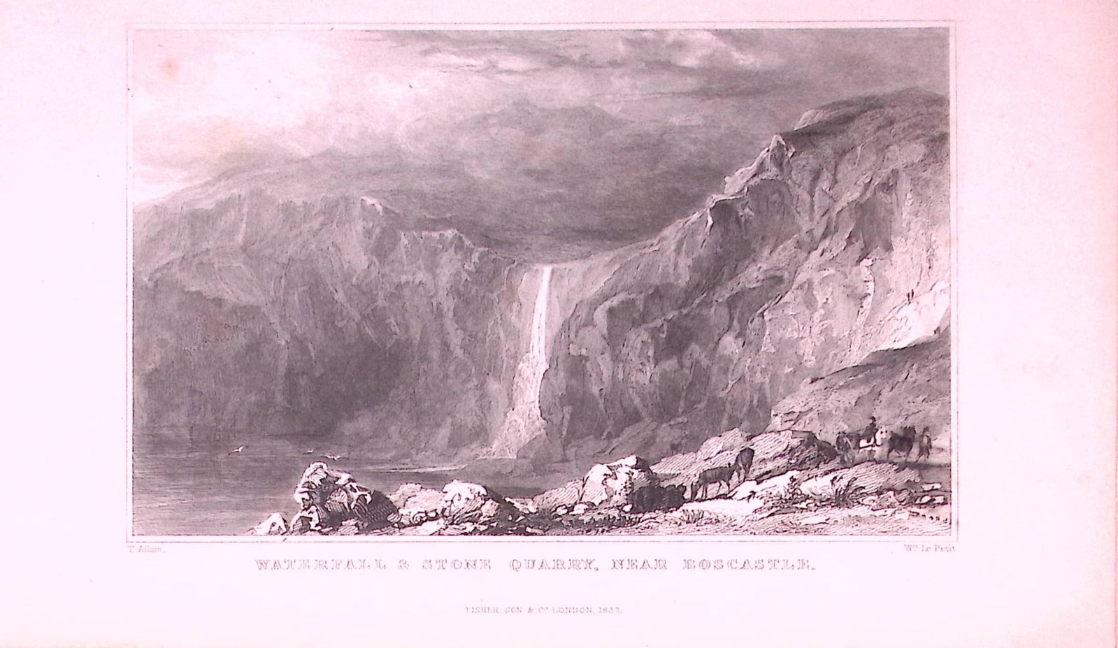 Waterfall & Quary Near Boscastle Cornwall Antique 197 Years-Old Engraving-25: Title: Waterfall & Quary Near Boscastle Cornwall Antique 197 Years-Old Engraving-25 Description: This Antique Print Was Removed from a 134-Year-Old Edition of. Jones' Views of the Seats, Ma