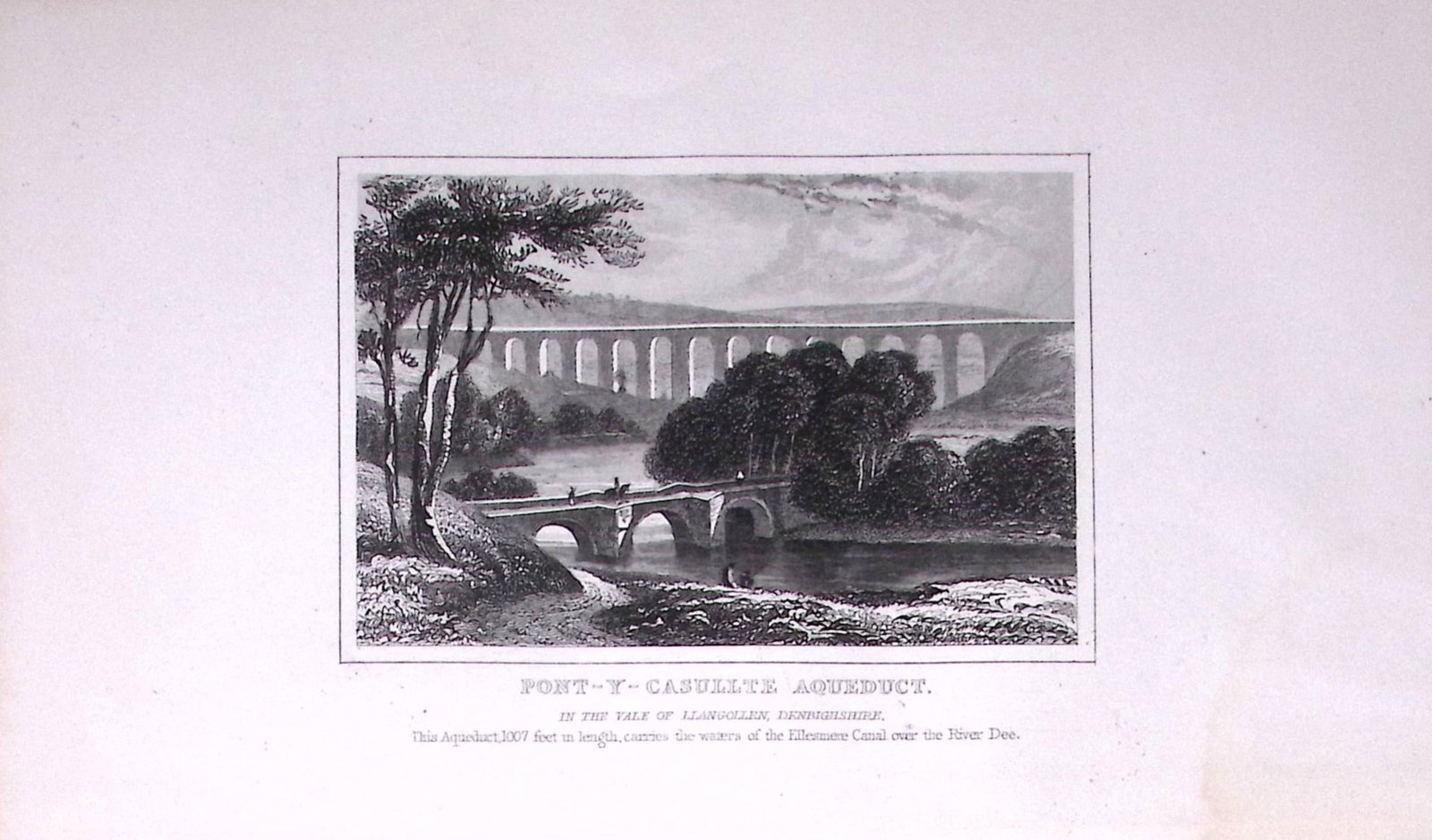 Pont-Y-Casullte Aqueduct Wales 180 Years-Old Copper Plate Print-121: Title: Pont-Y-Casullte Aqueduct Wales 180 Years-Old Copper Plate Print-121 Description: This Antique Copper Plate Engraving Has Been Removed from an Antique Edition of. Thomas Dugdale Curiosities of